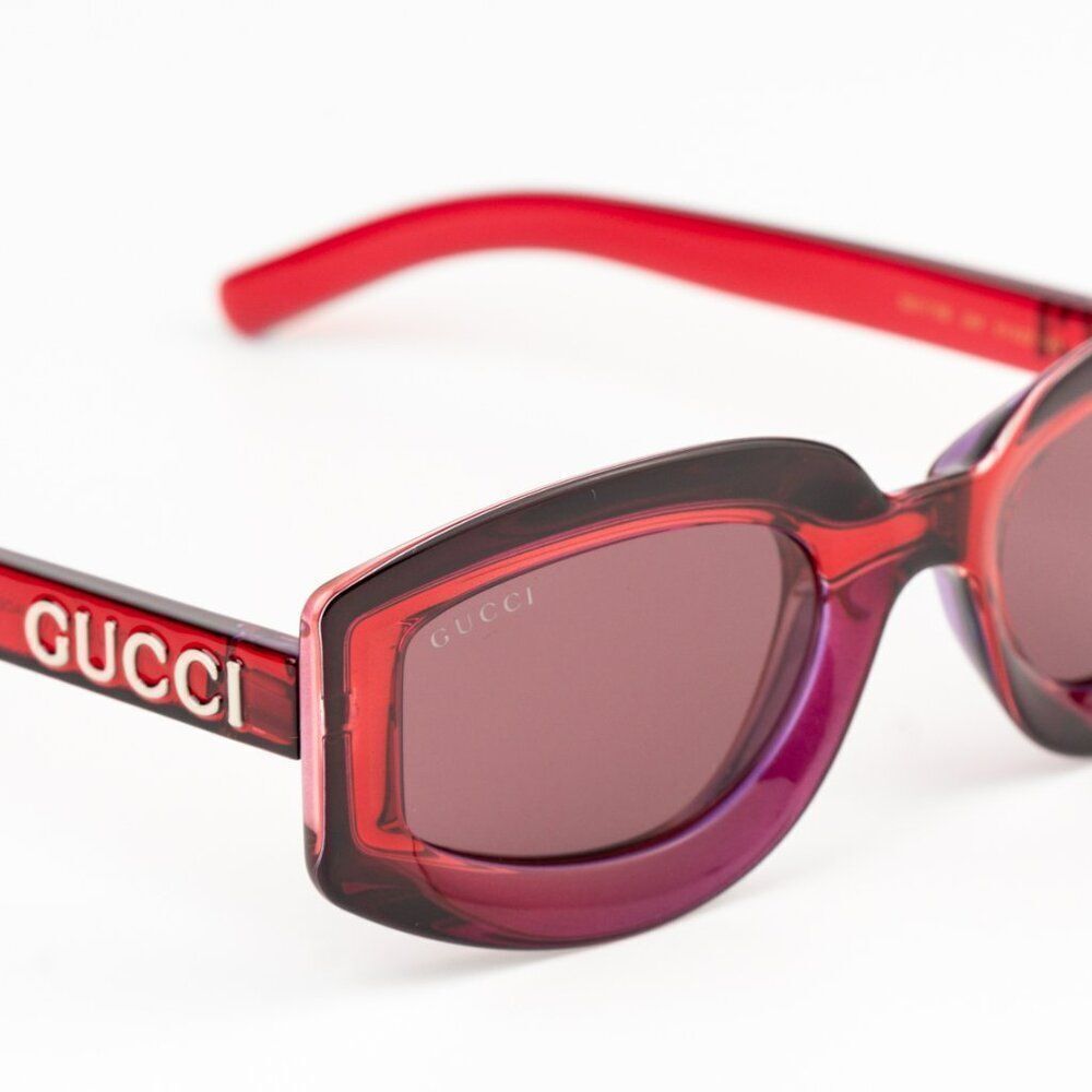 NEW Gucci GG1719S 004 Transparent Red Violet Women Square Sunglasses GG 1719S - Picture 5 of 12